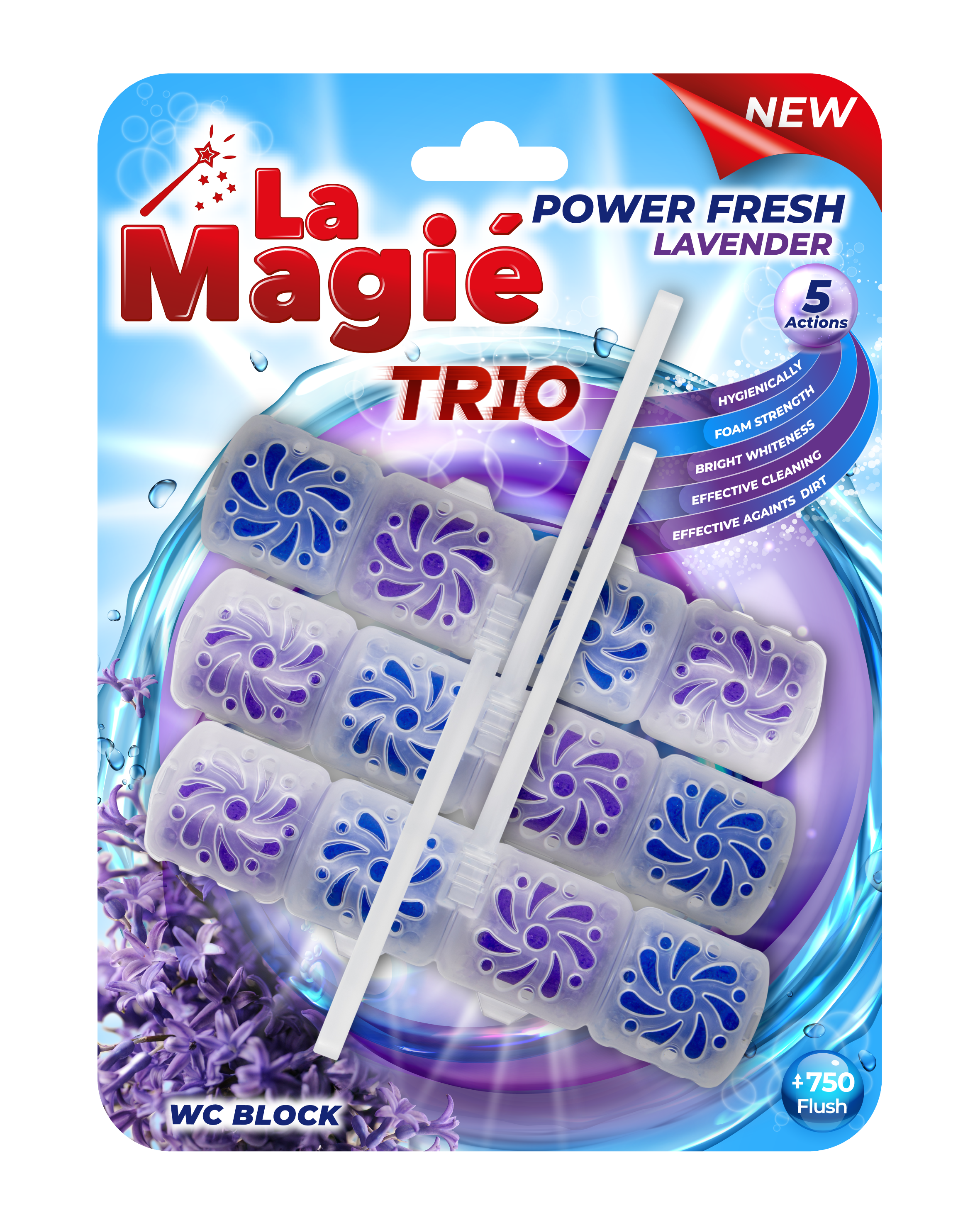 LA MAGIÉ POWER FRESH WC BLOCK TRIO 3X40 G LAVENDER